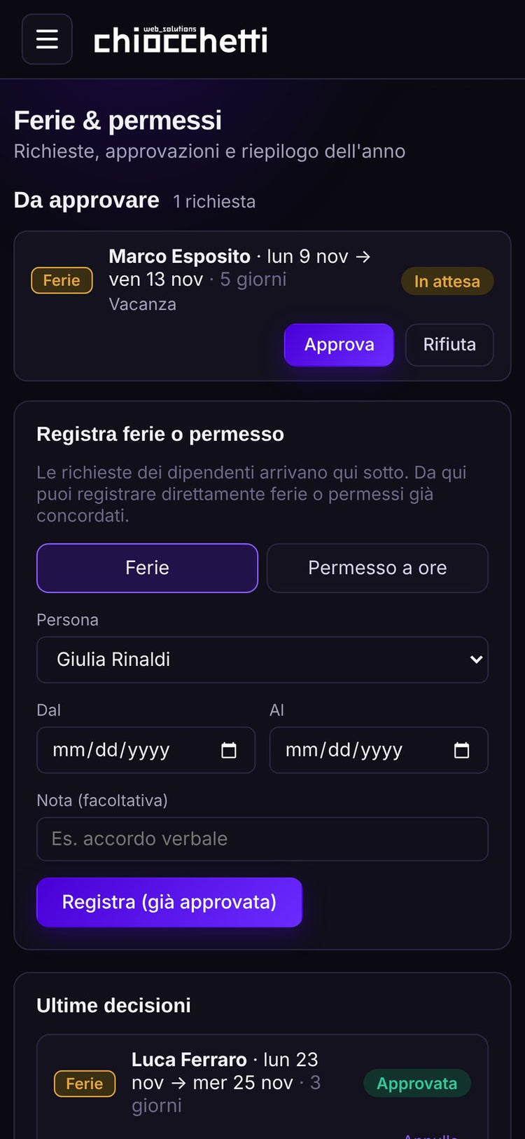 Ferie e permessi